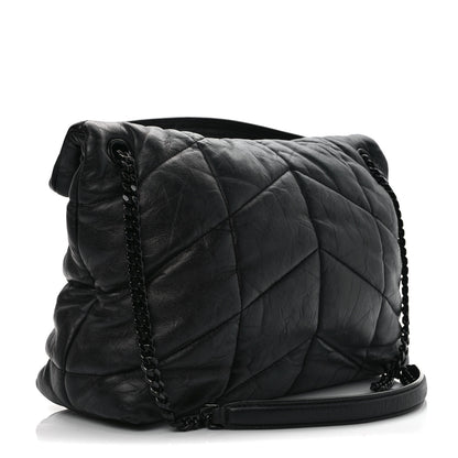 Saint Laurent Lambskin Quilted Monogram Monochrome Medium Loulou Puffer Chain Satchel Black 2 of 10