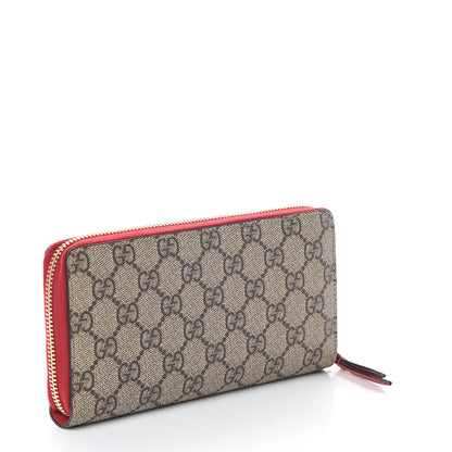 Gucci GG Supreme Monogram Bosco Patch Zip Around Wallet Beige Malva Hibiscus Red 2 of 5