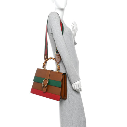 Gucci Moon Calfskin Web Large Dionysus Bamboo Top Handle Bag Cuir Bright Evergreen Hibiscus Red 2 of 10