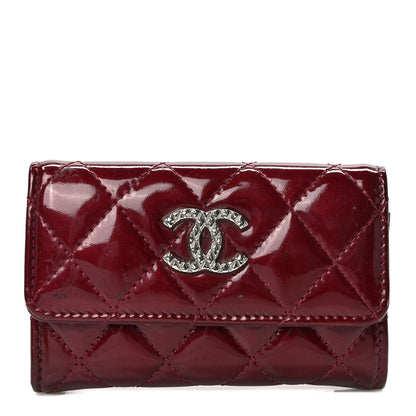Chanel Patent Brilliant Flap Card Holder Burgundy 1 of 10