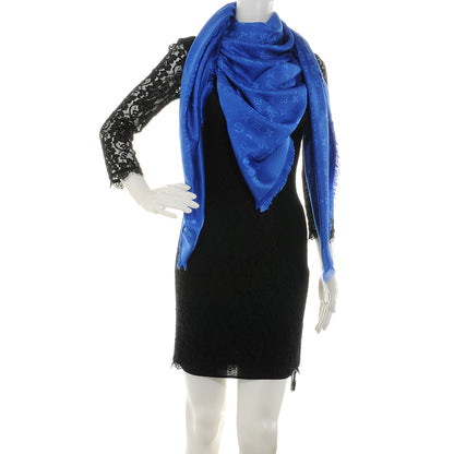 Louis Vuitton Wool Silk Monogram Shawl Blue 2 of 5