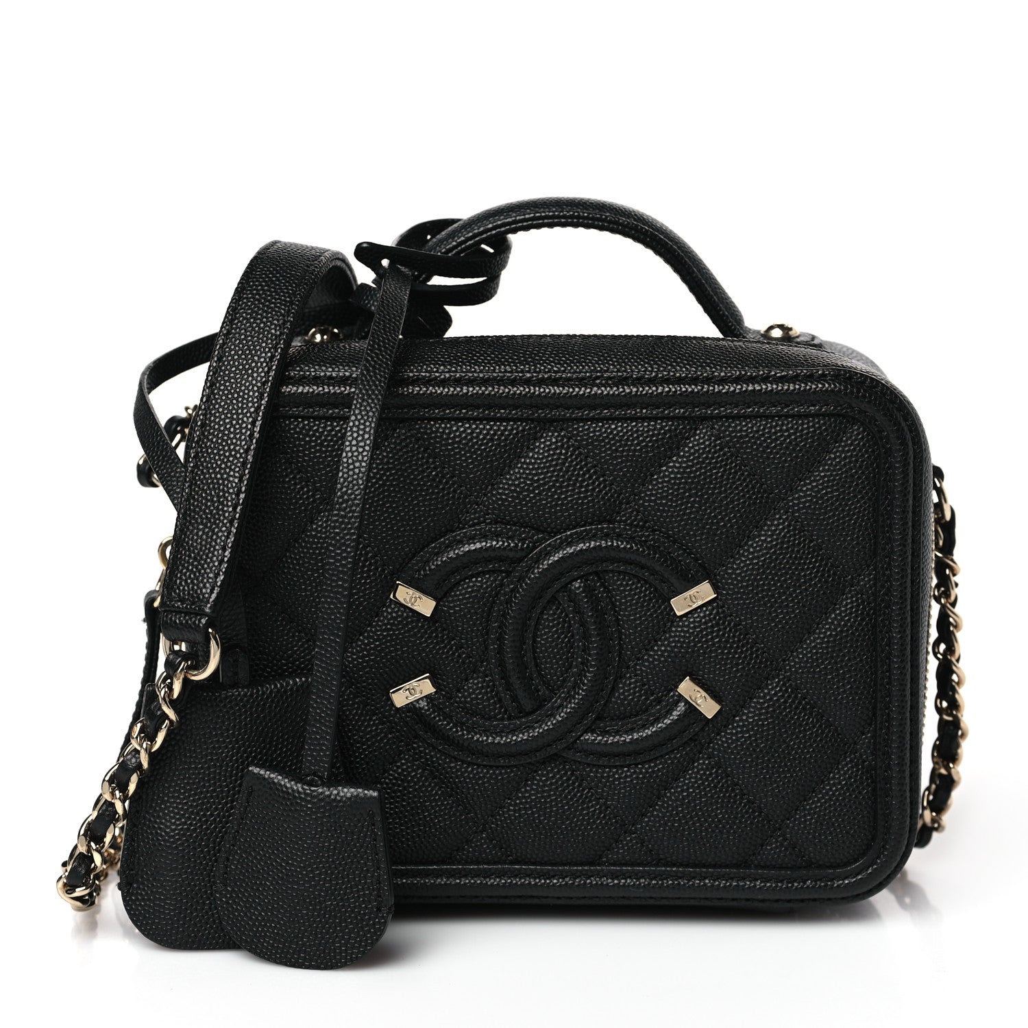 Chanel Caviar Quilted Small CC Filigree Vanity Case Black 1 of 9