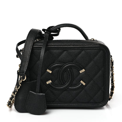 Chanel Caviar Quilted Small CC Filigree Vanity Case Black 1 of 9