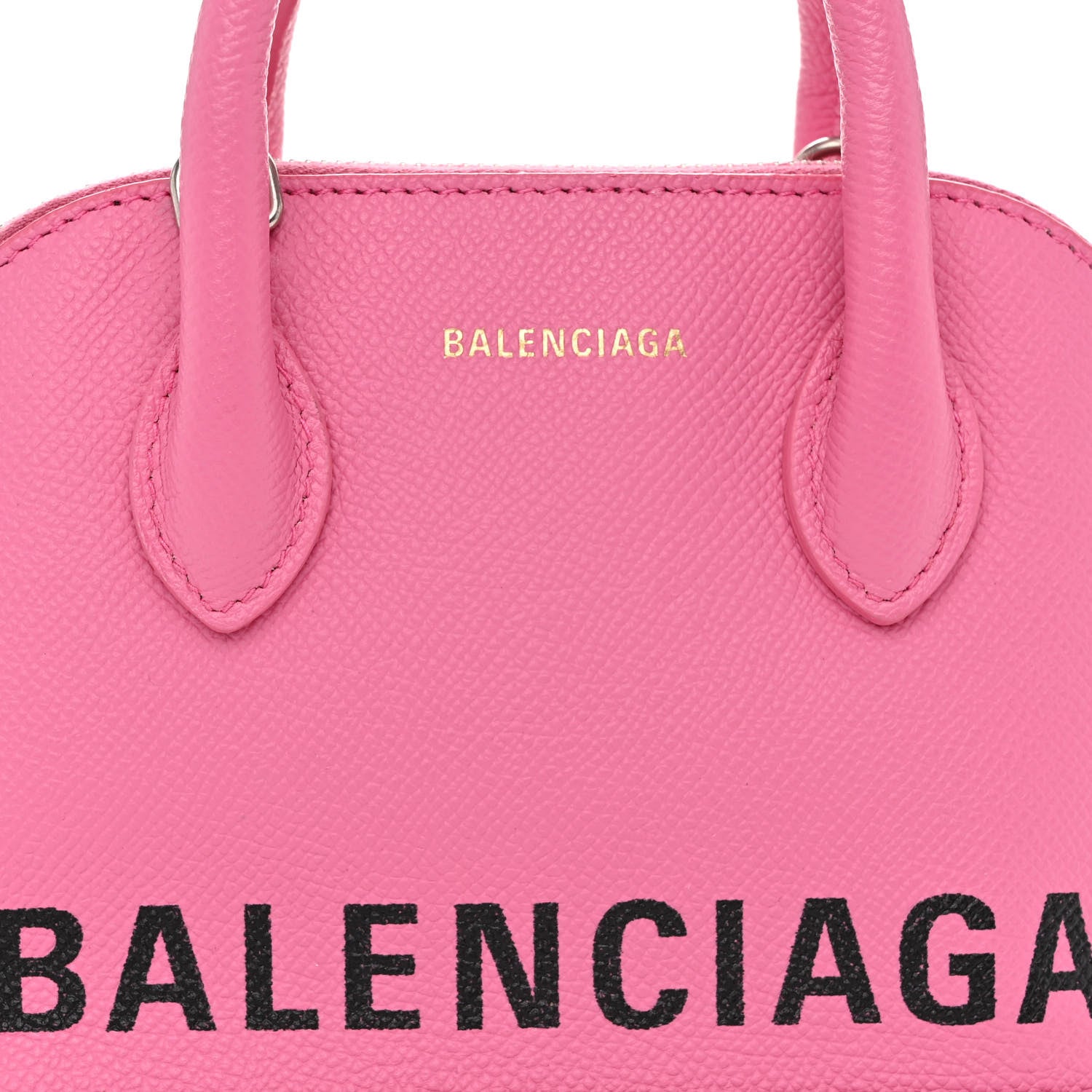 Balenciaga Signature Grained Calfskin Logo XXS Ville Top Handle Bag Rose Bubblegum Black 8 of 10