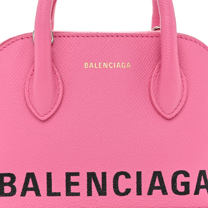Balenciaga Signature Grained Calfskin Logo XXS Ville Top Handle Bag Rose Bubblegum Black 8 of 10