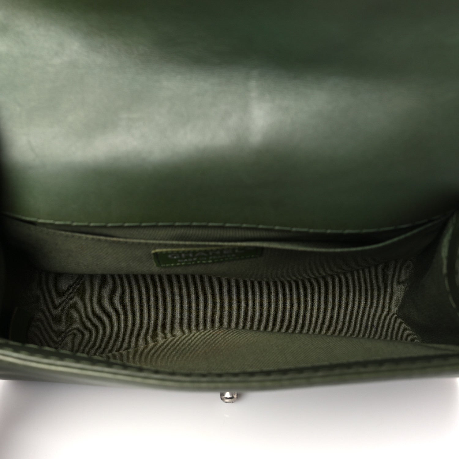 Chanel Calfskin Stitched Medium Boy Flap Dark Green 5 of 10