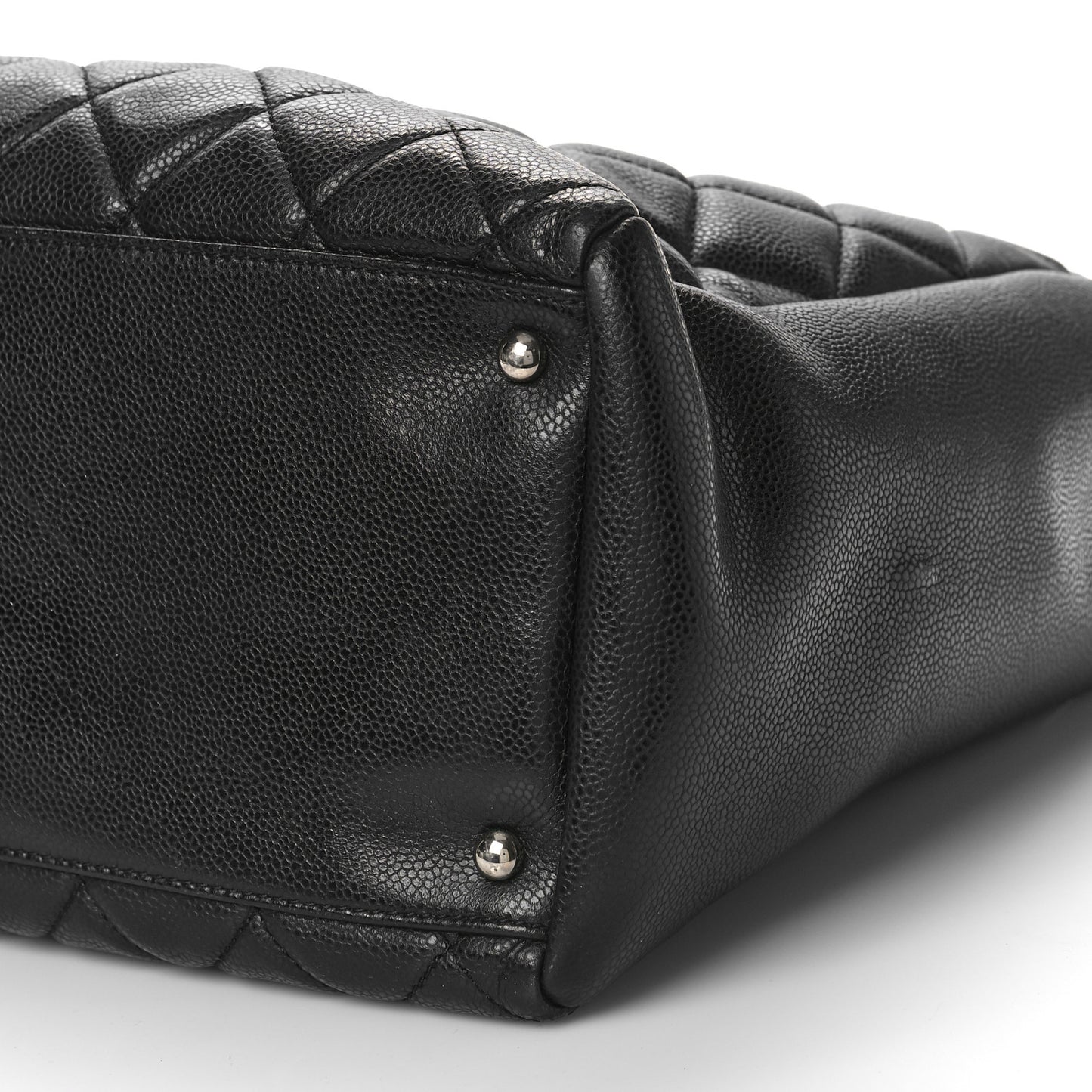 Caviar Quilted Shopping Tote Black
