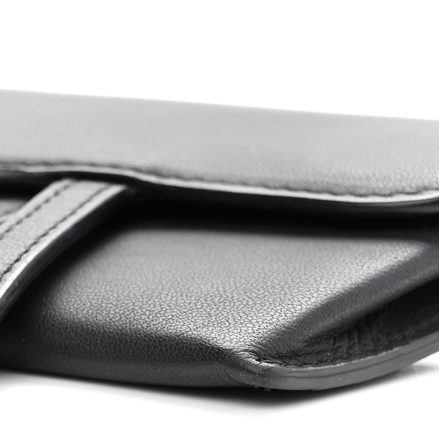 Ultra Matte Calfskin Nano Saddle Chain Pouch Black