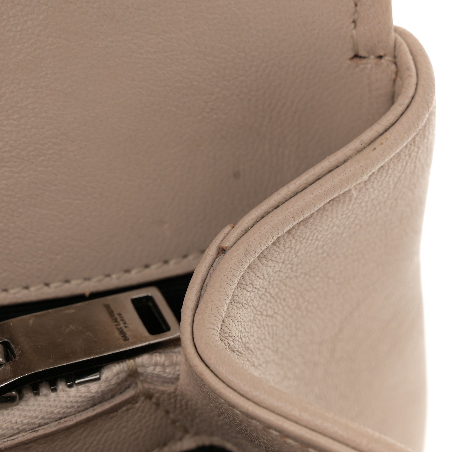 Saint Laurent Sheepskin Matelasse Chevron Monogram Medium College Bag Dark Beige 12 of 17