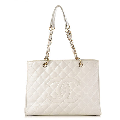 Chanel Caviar Quilted Grand Shopping Tote GST White 1 of 17