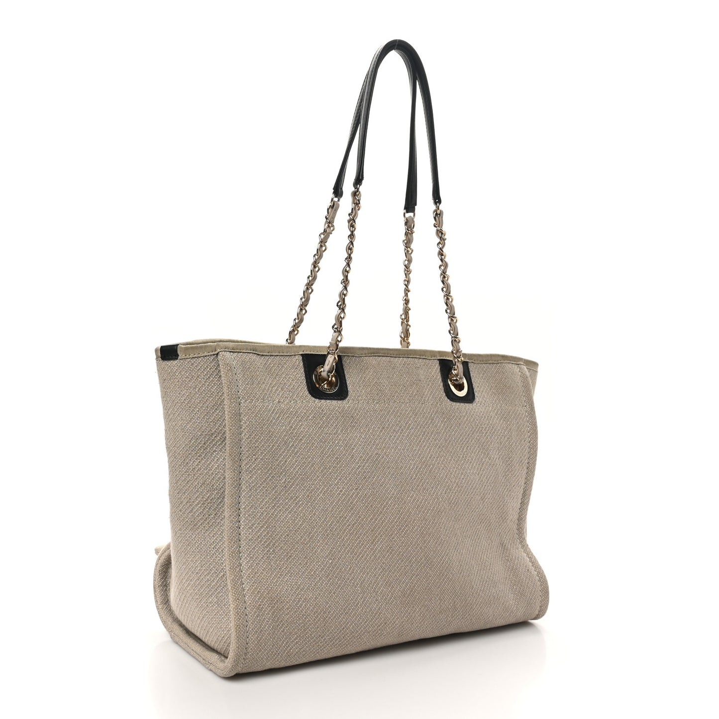 Mixed Fibers Small Deauville Tote Beige Black