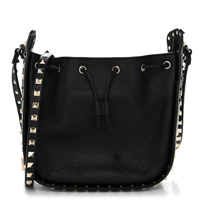 Valentino Garavani Grained Calfskin Rockstud Bucket Bag Black 1 of 10