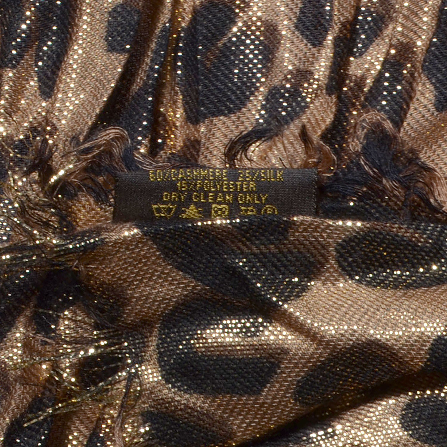 Louis Vuitton Cashmere Silk Leopard Etole Stole Disco Marron 7 of 7