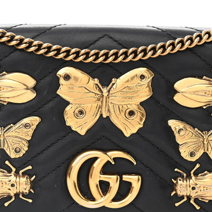Gucci Calfskin Matelasse Mini Animal Studs GG Marmont Bag Black 7 of 15