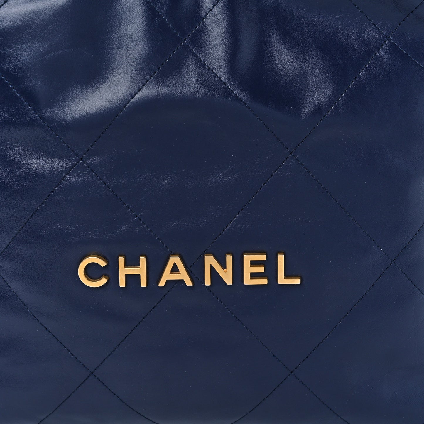 Shiny Calfskin Quilted Small Chanel 22 Navy
