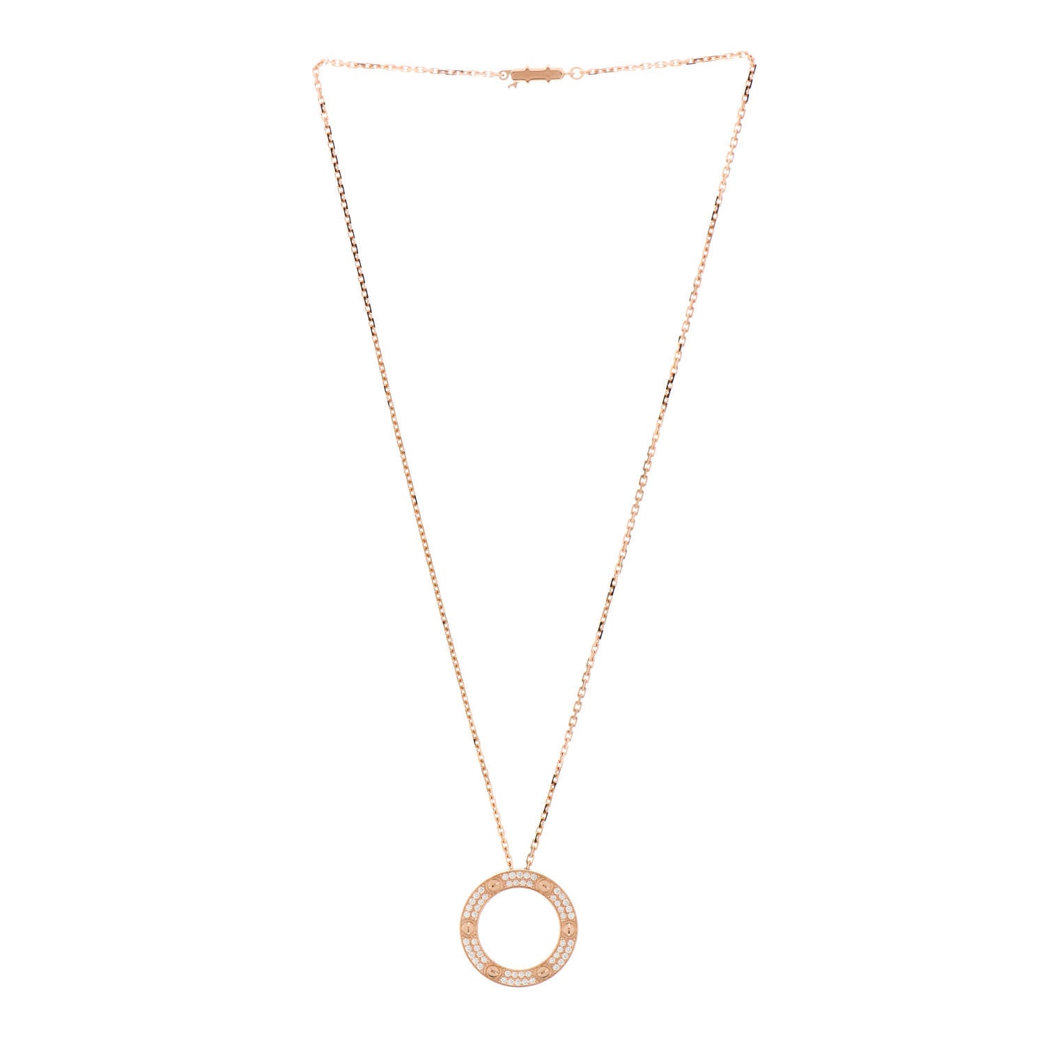 Cartier 18K Pink Gold Diamond LOVE Paved Necklace 2 of 4