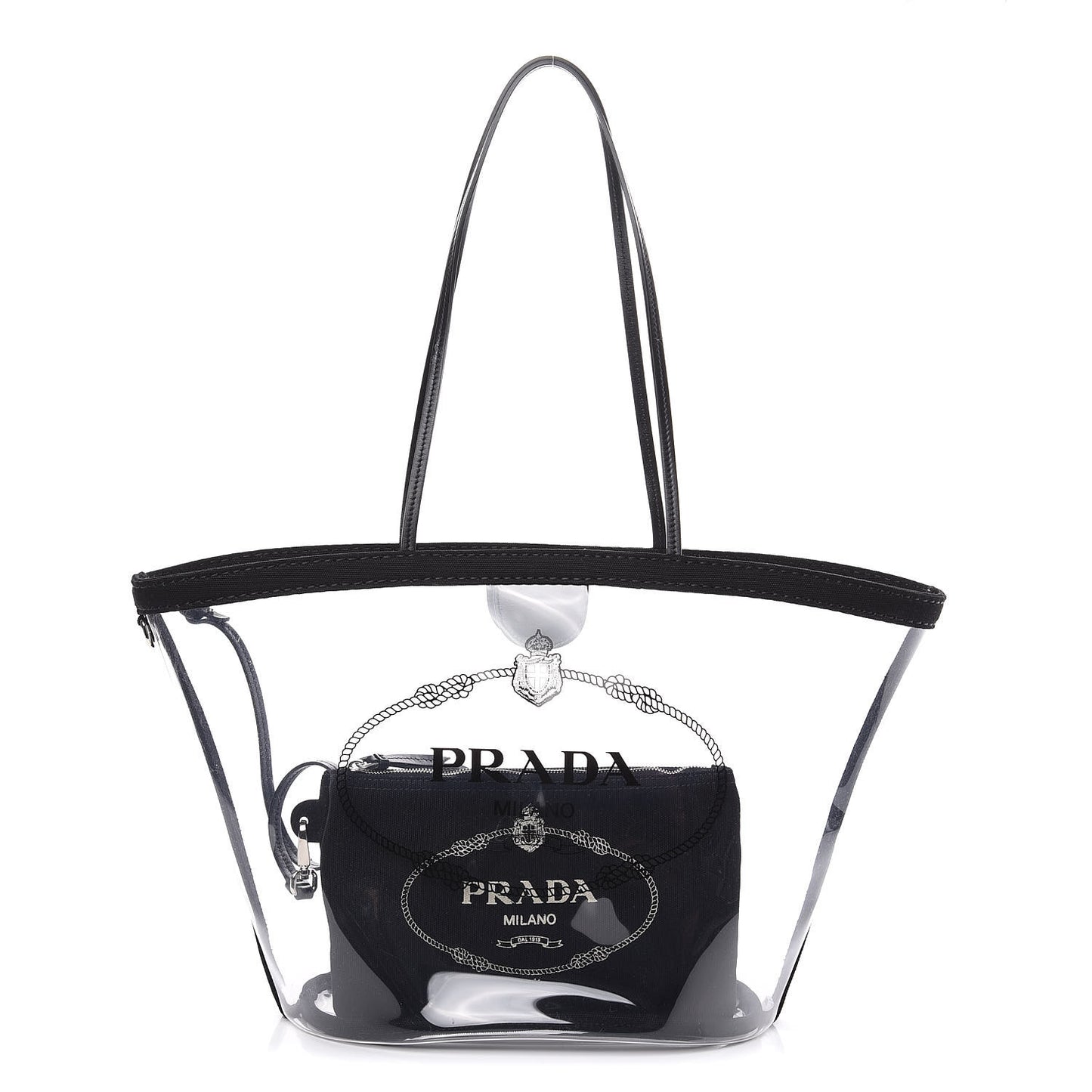 Plexiglass Calfskin Small Shopper Tote Black
