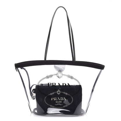 Prada Plexiglass Calfskin Small Shopper Tote Black 1 of 7