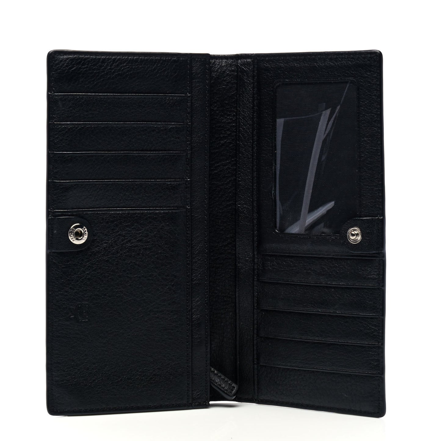 Calfskin Ottomar Large Klara Two Fold Wallet Black
