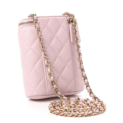 Chanel Caviar Quilted Small Vertical Coco Beauty Vanity Case With Chain Light Pink 3 of 11