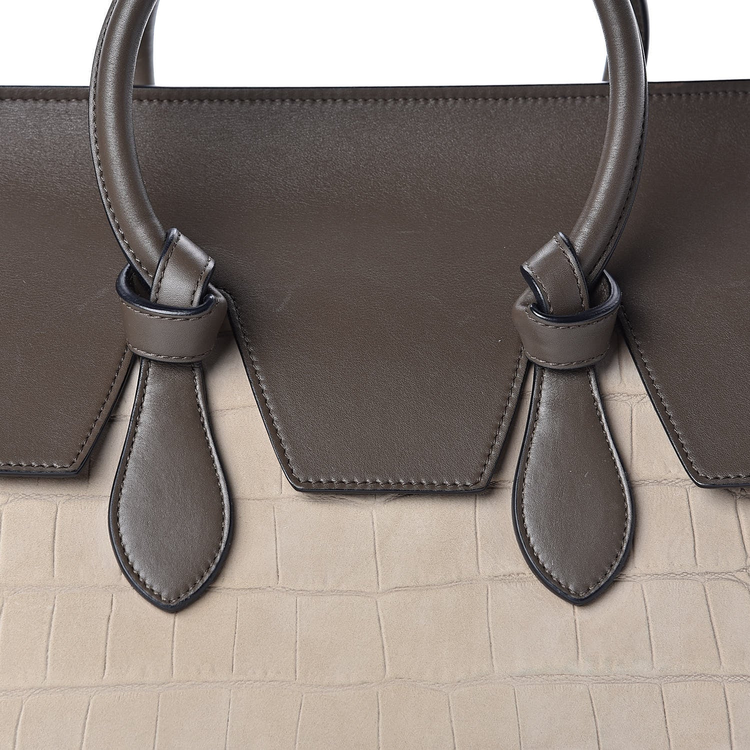 Celine Crocodile Embossed Nubuck Calfskin Small Tie Knot Tote Grey 10 of 10