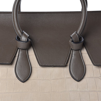 Celine Crocodile Embossed Nubuck Calfskin Small Tie Knot Tote Grey 10 of 10