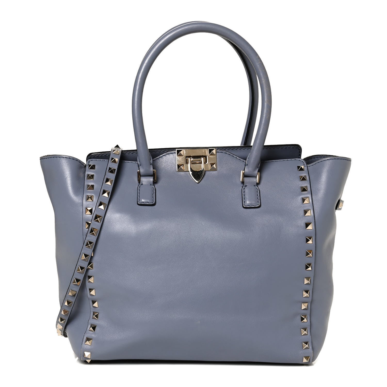 Valentino Garavani Vitello Rockstud Double Handle Tote London Stone 1 of 12