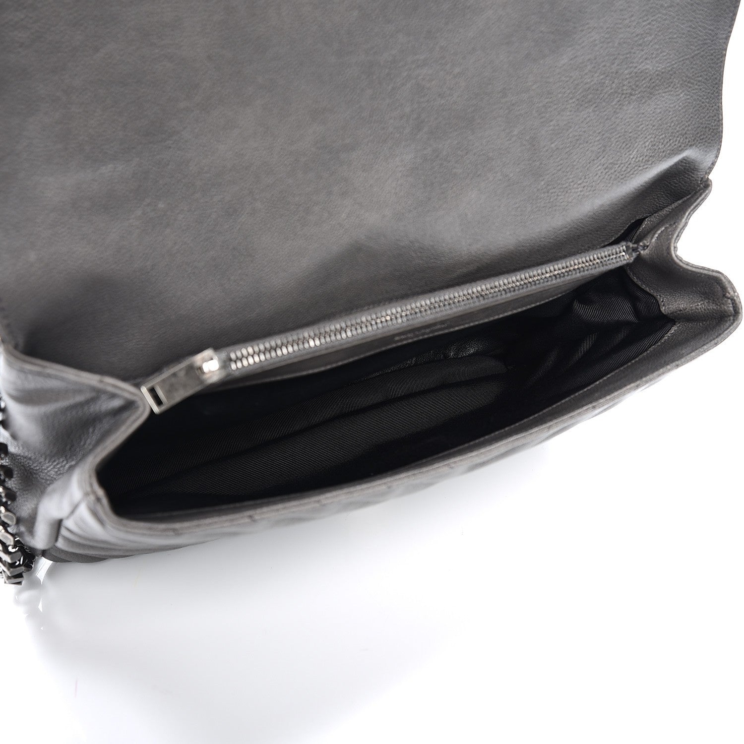 Saint Laurent Sheepskin Matelasse Chevron Monogram Large College Satchel Grey 6 of 15