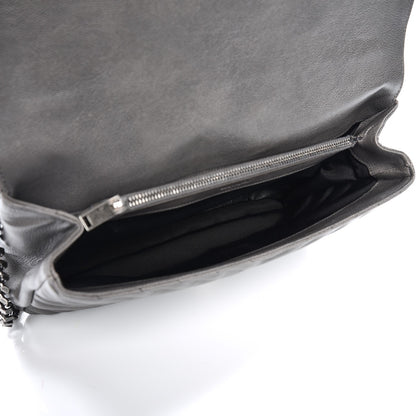 Saint Laurent Sheepskin Matelasse Chevron Monogram Large College Satchel Grey 6 of 15