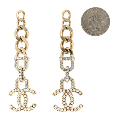 Chanel Metal Crystal CC Vendome CC Dangle Earrings Gold 2 of 4