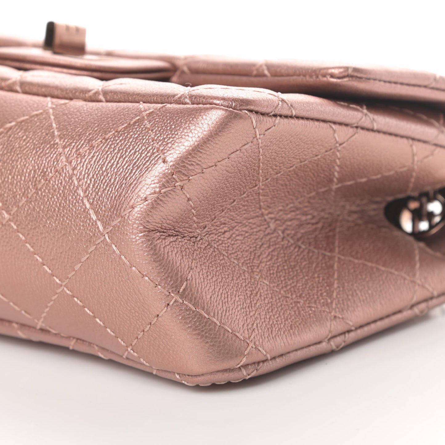 Metallic Grained Calfskin Quilted 2.55 Reissue Mini Flap Copper Pink