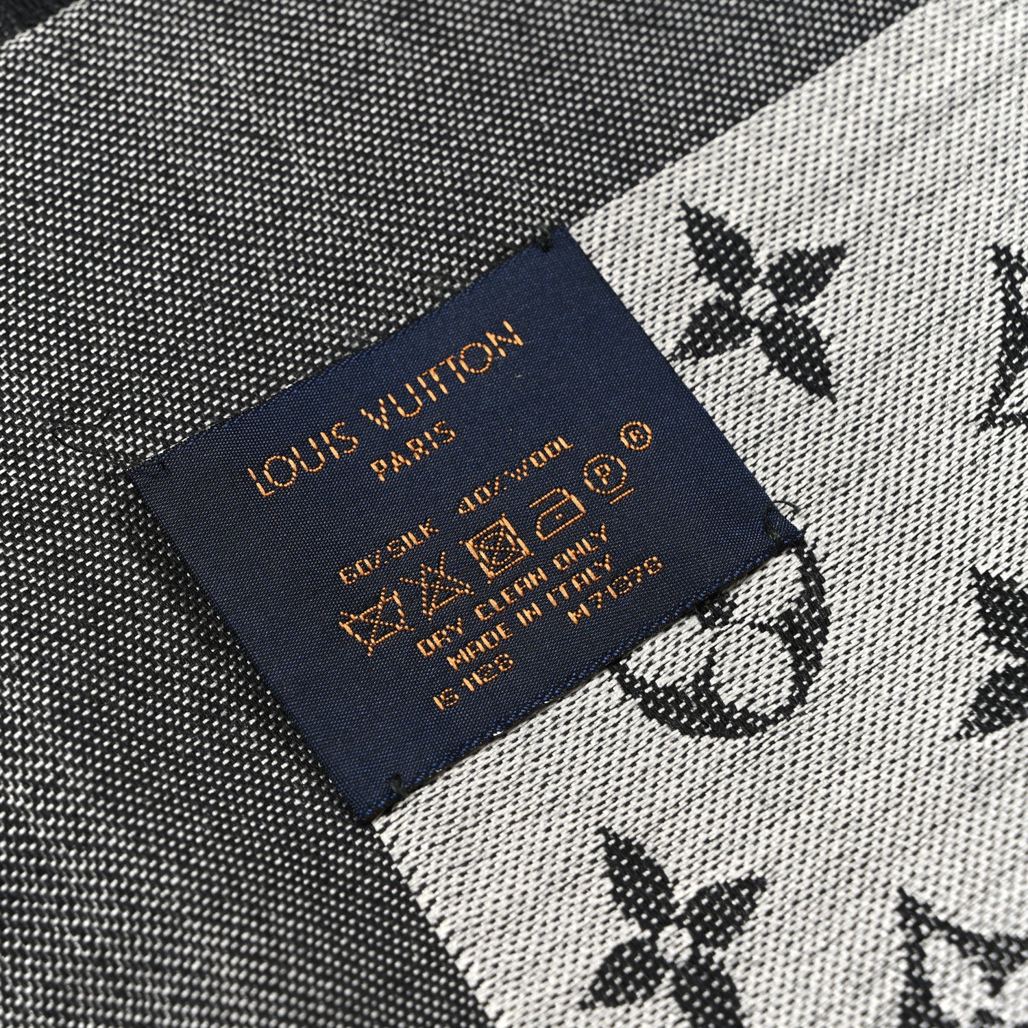 Louis Vuitton Silk Wool Monogram Denim Shawl Black 4 of 4