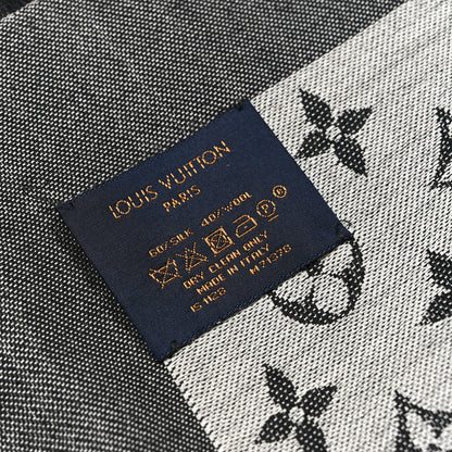 Louis Vuitton Silk Wool Monogram Denim Shawl Black 4 of 4