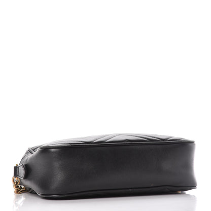 Gucci Calfskin Matelasse Small GG Marmont Chain Shoulder Bag Black 4 of 27