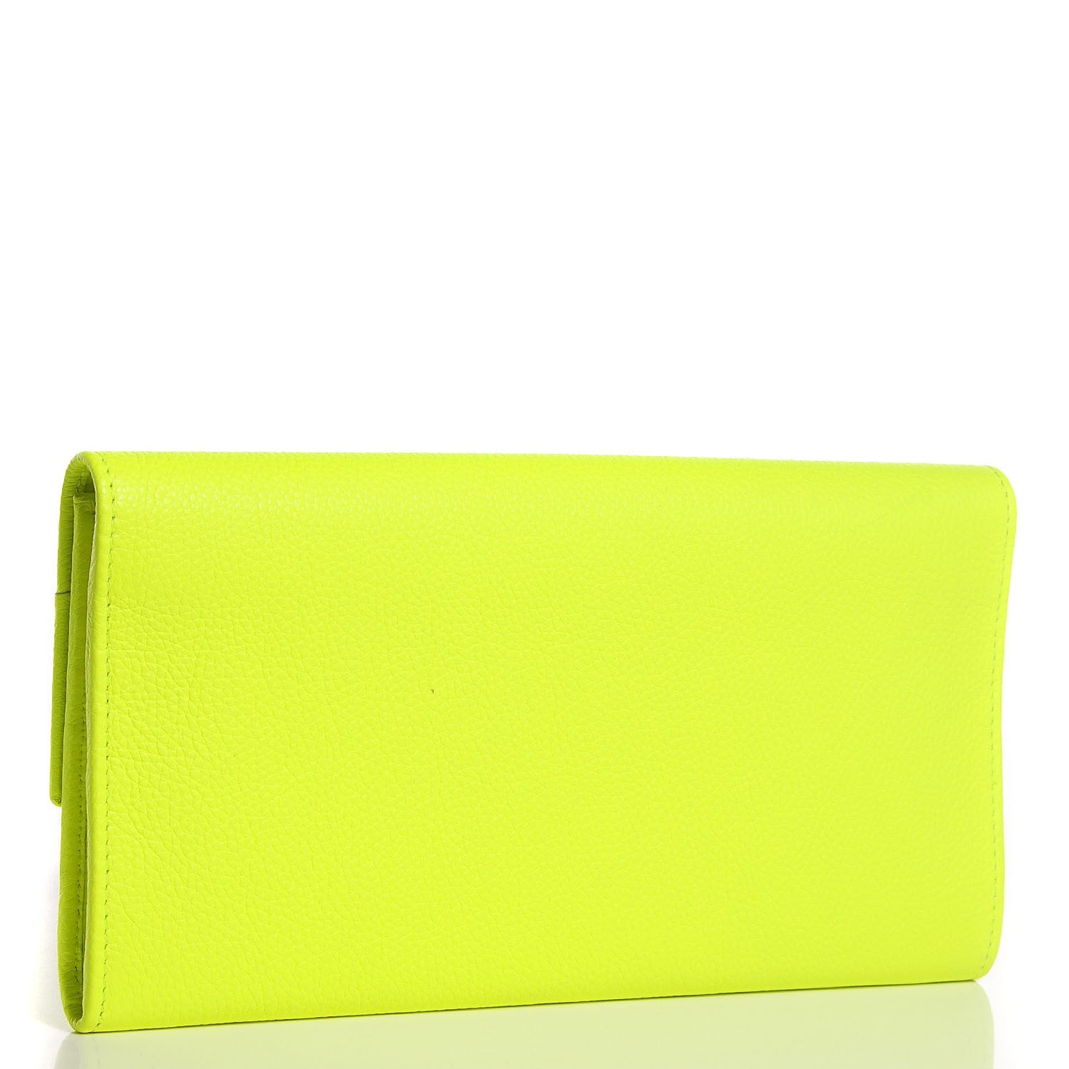 Jimmy Choo Grainy Calf Reese Wallet Clutch Neon Yellow 3 of 9