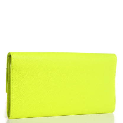 Jimmy Choo Grainy Calf Reese Wallet Clutch Neon Yellow 3 of 9