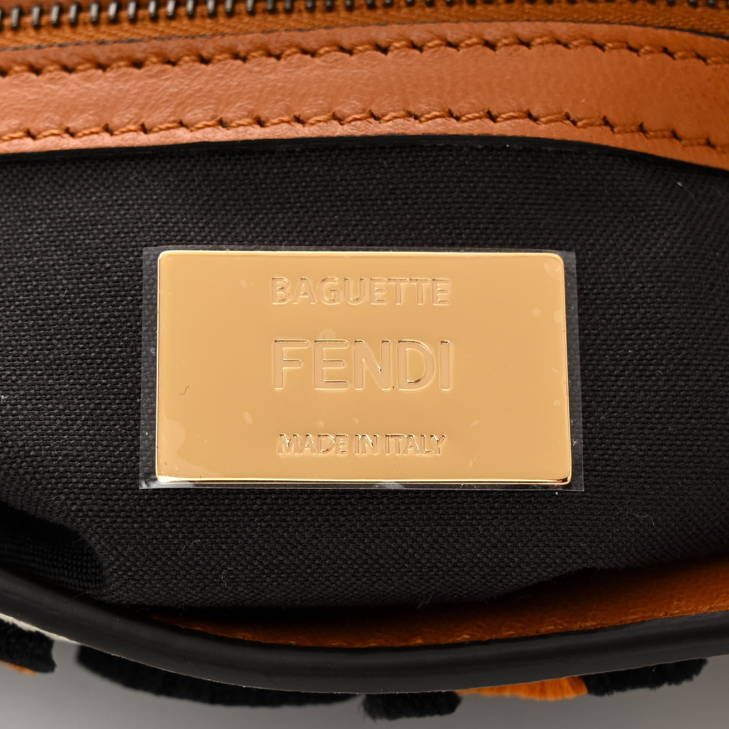 Fendi Vitello Grace Nappa Enamel Leopard Chain Baguette Ice White Multicolor Brandy Black 6 of 10