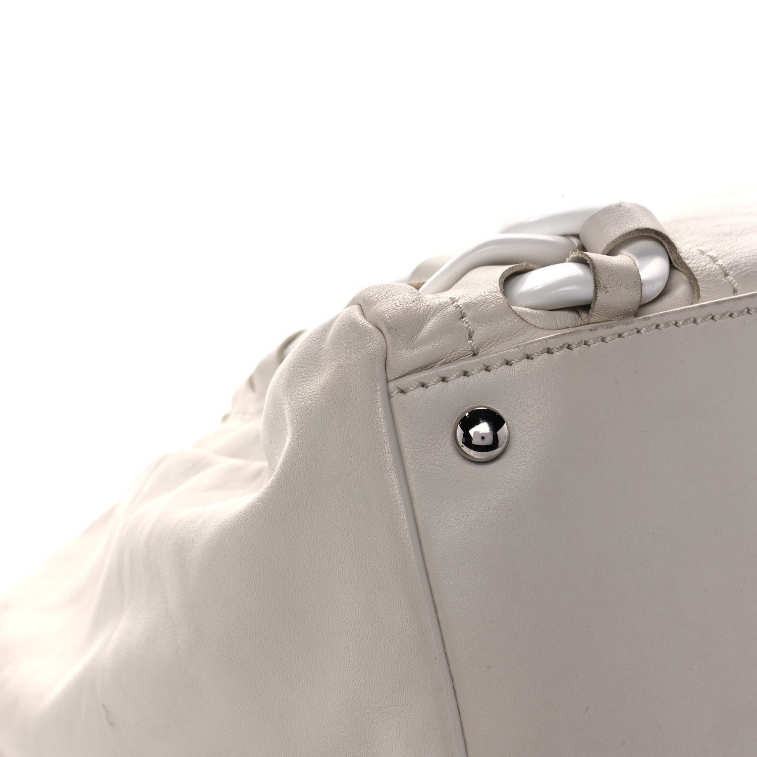 Chanel Calfskin Modern Chain Rhodoid East West Tote White 11 of 15