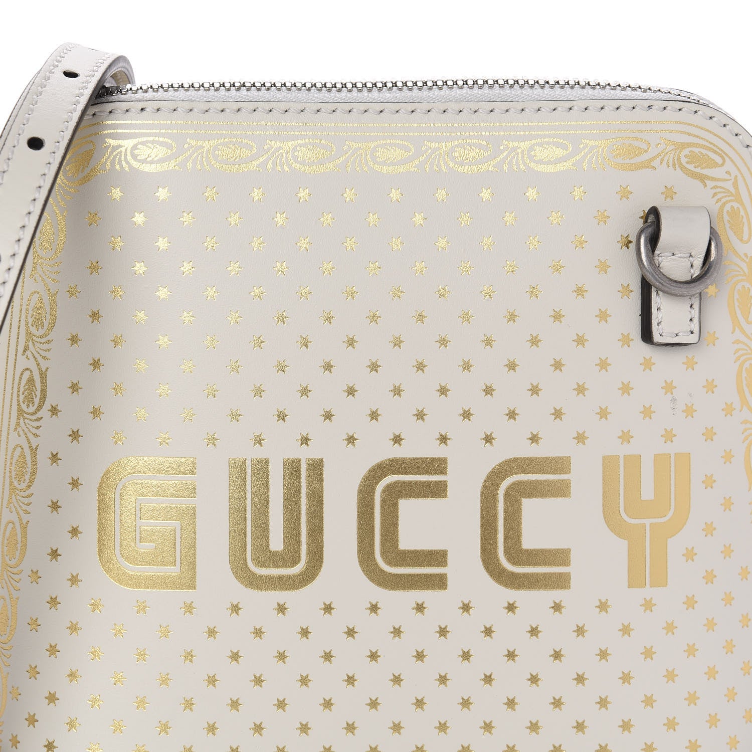 Gucci X SEGA Calfskin GUCCY Stars Mini Dome Shoulder Bag Mystic White Gold 10 of 10