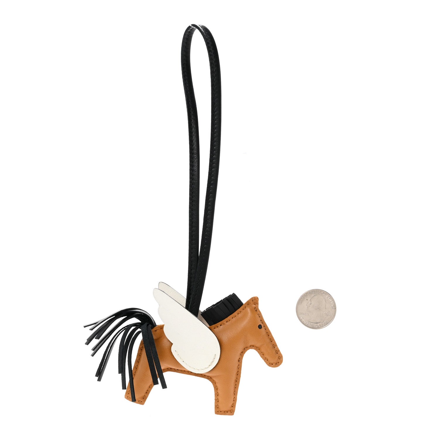 Hermes Milo Lambskin Grigri Rodeo Pegase Horse Bag Charm PM Chai Black Nata 2 of 5