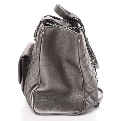 Chanel Metallic Grained Calfskin Quilted Large Casual Pocket Tote Silver 13 of 18