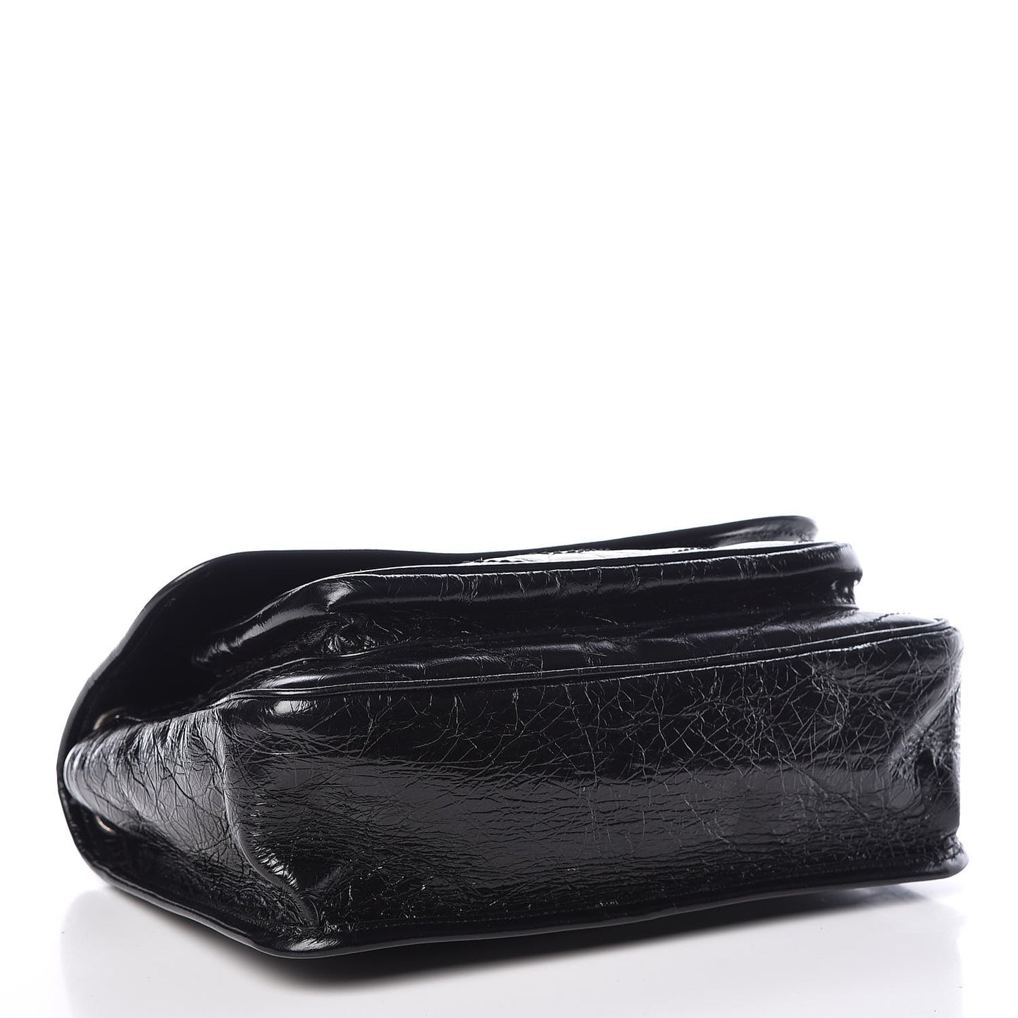 Crinkled Calfskin Matelasse Monogram Medium Niki Chain Satchel Black