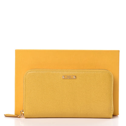 Fendi Vitello Elite Zip Around Wallet Yellow 9 of 9