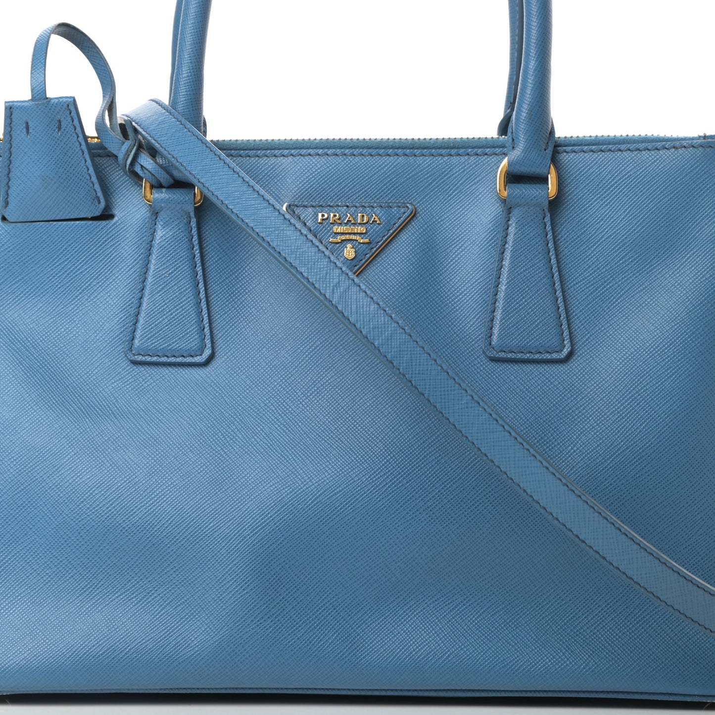Saffiano Mini Galleria Double Zip Tote Cobalto