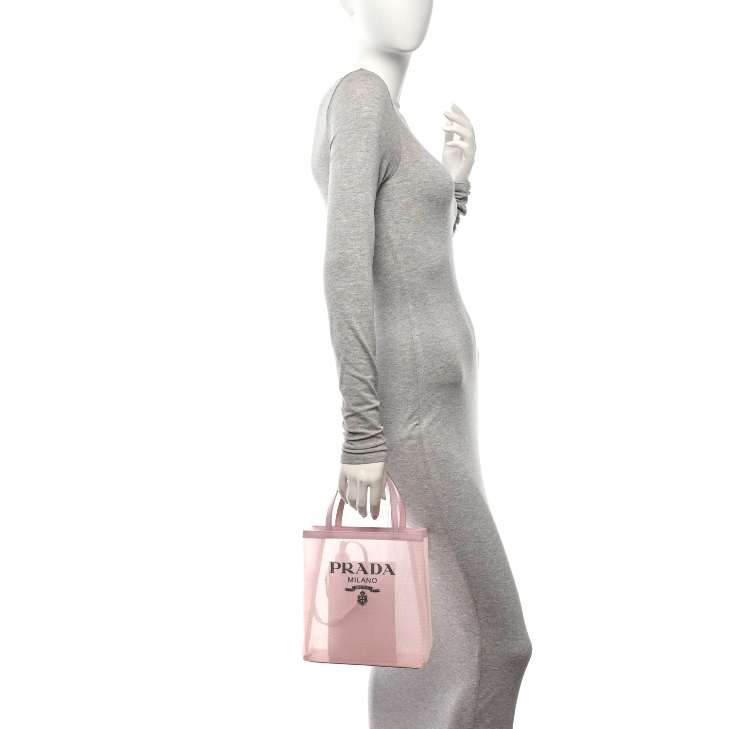 Prada Sequin Mesh Small Tote Bag Pink 2 of 13