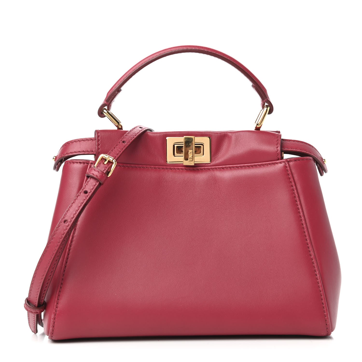 Fendi Nappa Mini Peekaboo Iconic Satchel Amarena 1 of 10