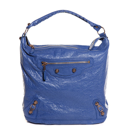 Balenciaga Agneau Giant 12 Rose Gold Hardware Day Hobo Bleut Bleu Glacier 1 of 11