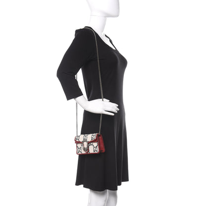 Gucci Tweed GG Monogram Super Mini Dionysus Shoulder Bag White Black Romantic Cherry 2 of 10