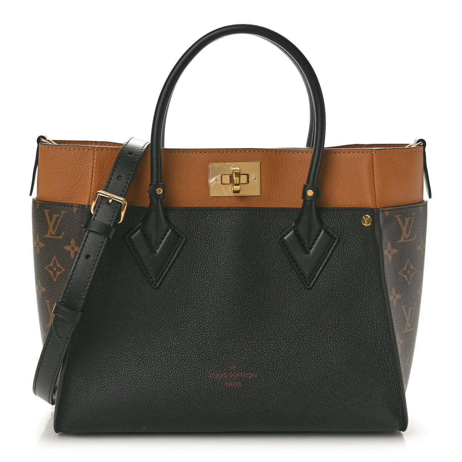 Louis Vuitton Calfskin Monogram On My Side MM Black 1 of 9