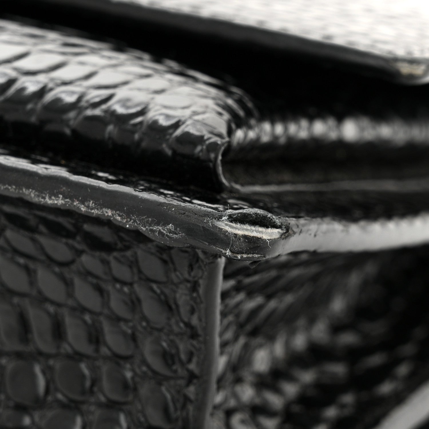 Saint Laurent Calfskin Crocodile Embossed Medium Monogram Sunset Black 11 of 12